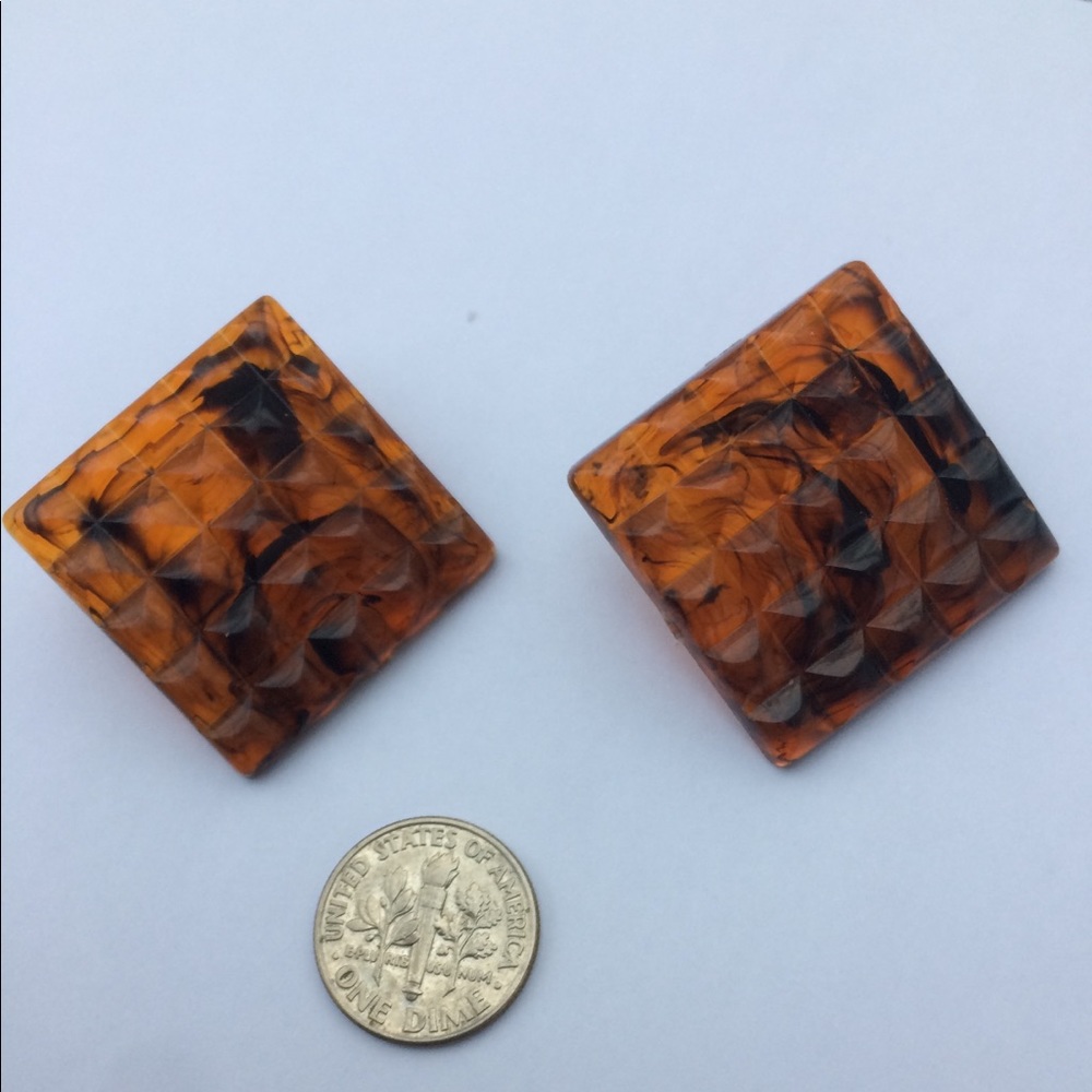 VTG 80s Oversize Earrings Tortoiseshell